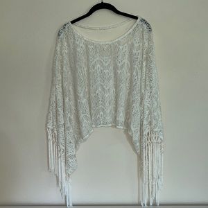 “hazel” White Fringe Lace Top